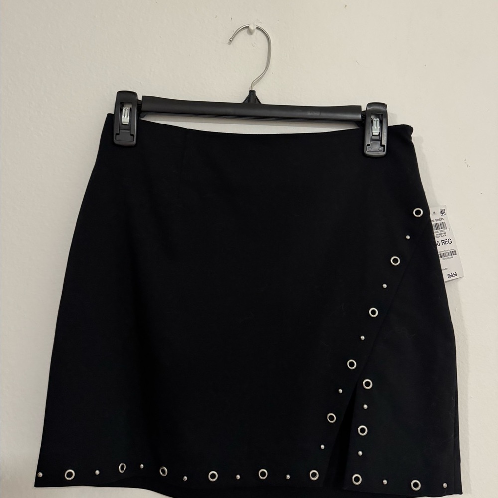 Bar III Black Mini Skirt with Eyelet Accents